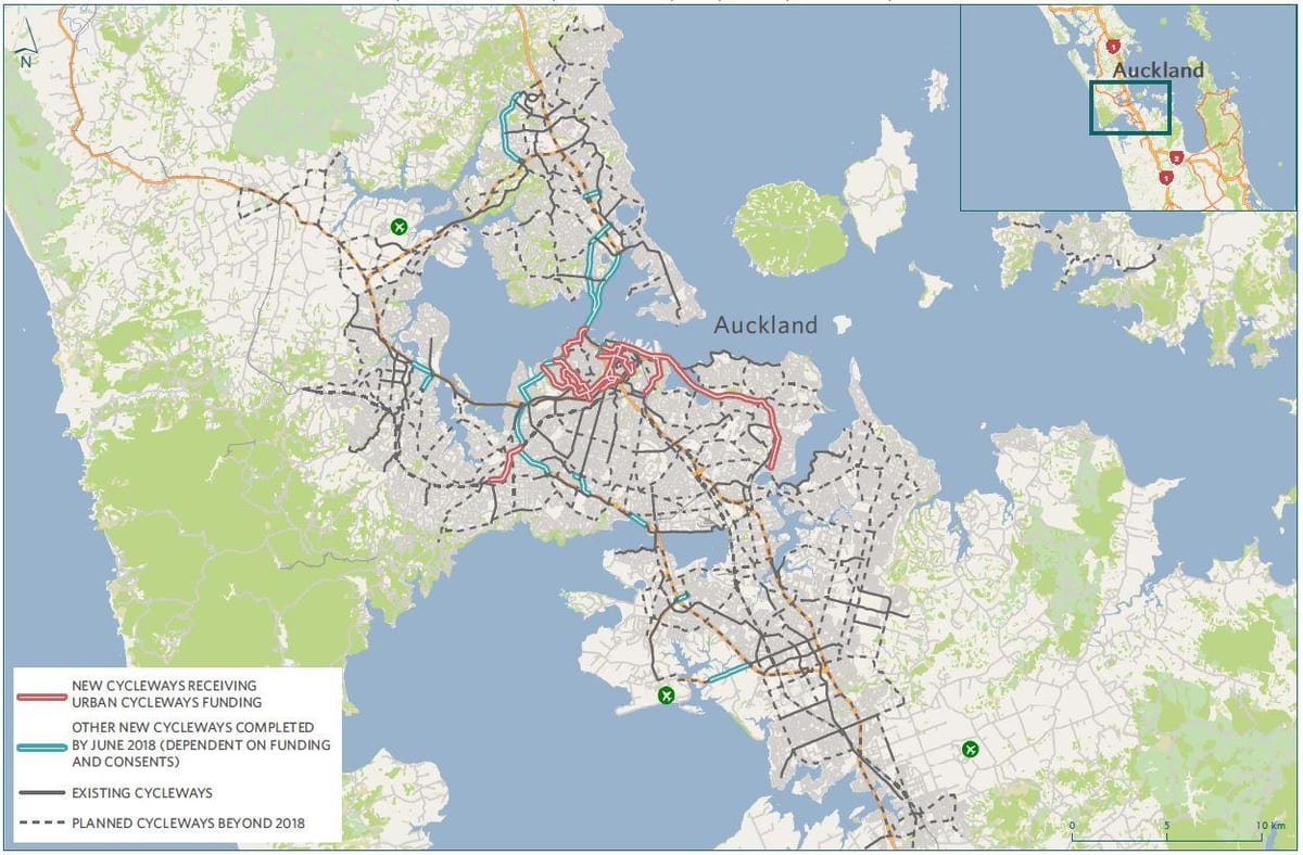 kaart cycleway Auckland kaart