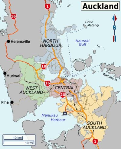 kaart Auckland linnaosades