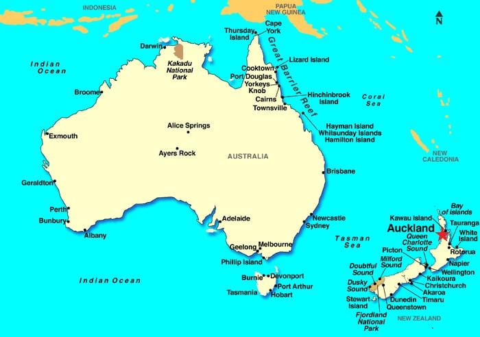 Auckland maailma kaart
