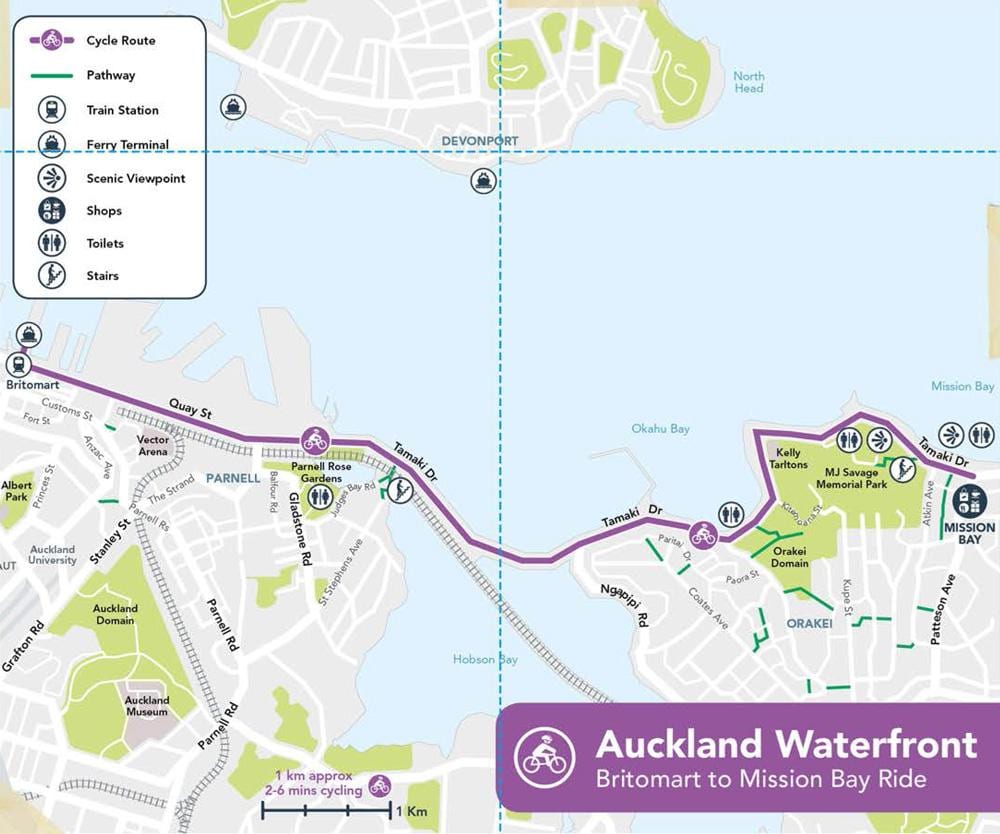 roosa cycleway Auckland kaart