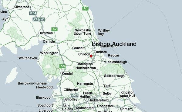 kaart Bishop Auckland